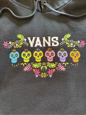 Vans Black Pullover Hoodie Day of the Dead, adult medium